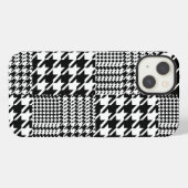 Houndstooth Black en White Patchwork Patroon iPhone Hoesje (Achterkant horizontaal)