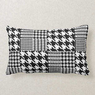 Houndstooth Black en White Patchwork Patroon Kussen