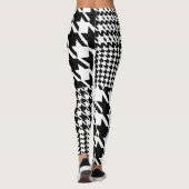 Houndstooth Black en White Patchwork Patroon Leggings (Achterkant)