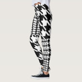 Houndstooth Black en White Patchwork Patroon Leggings (Links)