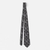 Houndstooth Black en White Patchwork Patroon Stropdas (Achterkant)