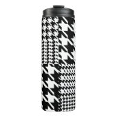Houndstooth Black en White Patchwork Patroon Thermosbeker (Voorkant)