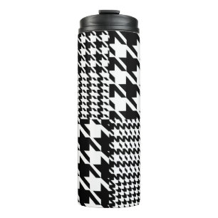 Houndstooth Black en White Patchwork Patroon Thermosbeker