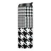 Houndstooth Black en White Patchwork Patroon Thermosbeker (Gedraaid links)