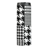 Houndstooth Black en White Patchwork Patroon Thermosbeker (Achterkant)