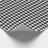 Houndstooth Black en White Wrapping Paper Cadeaupapier (Hoek)