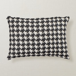 Houndstooth Black White Pattern Accent Kussen