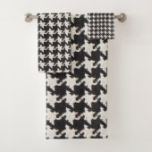 Houndstooth Black White Pattern Bad Handdoek (Insitu)