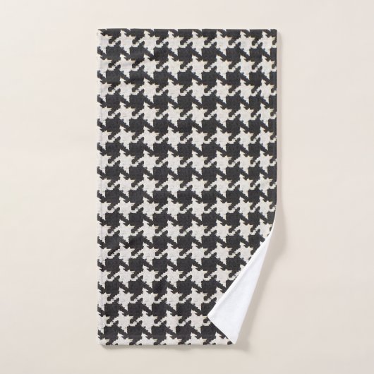 Houndstooth Black White Pattern Bad Handdoek (Handdoek)