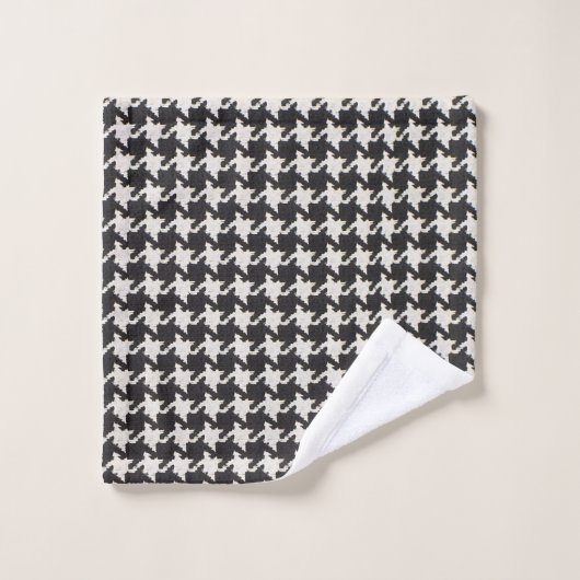 Houndstooth Black White Pattern Bad Handdoek (Wasdoekje)
