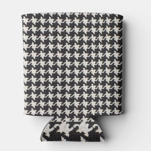 Houndstooth Black White Pattern Blikjeskoeler (Achterkant)