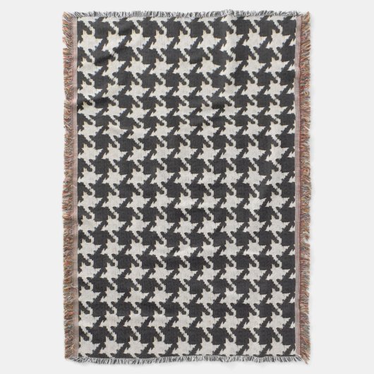 Houndstooth Black White Pattern Deken (Voorkant Verticaal)