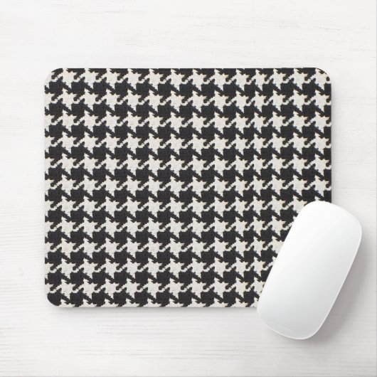 Houndstooth Black & White Pattern Muismat (Met muis)