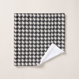Houndstooth Black White Pattern Washandje