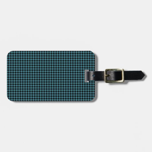 Houndstooth Blauwgroen en zwart Bagagelabel (Voorkant horizontaal)