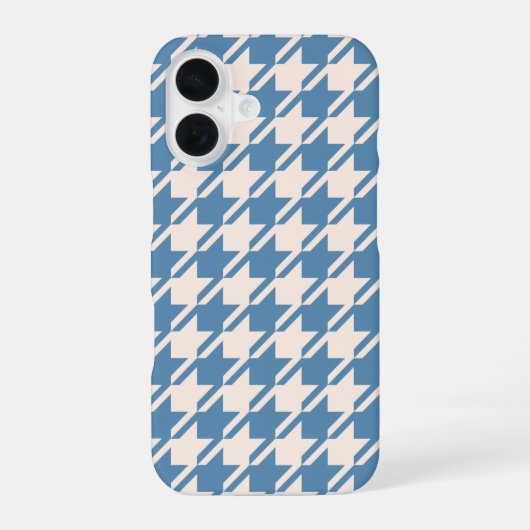 Houndstooth Blue+Cream Big Pattern iPhone 16 Hoesje (Achterkant)