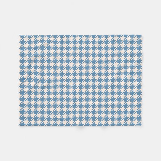 Houndstooth Blue+Cream Pattern Fleece Deken (Voorkant (Horizontaal))