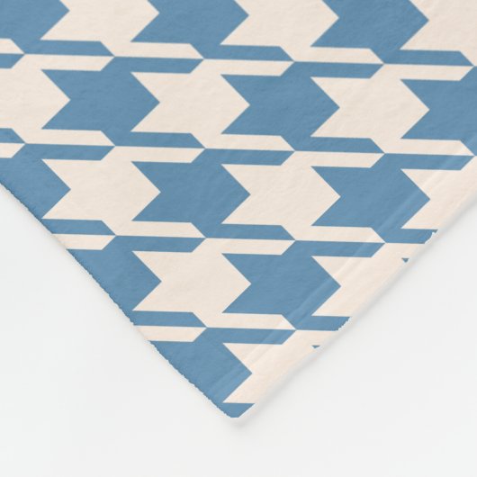 Houndstooth Blue+Cream Pattern Fleece Deken (Hoek)