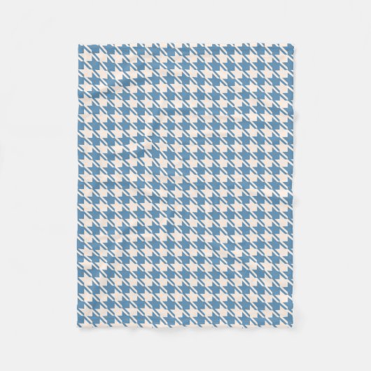 Houndstooth Blue+Cream Pattern Fleece Deken (Voorkant)