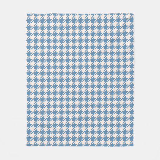Houndstooth Blue+Cream Pattern Fleece Deken (Voorkant)