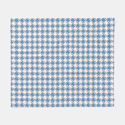 Houndstooth Blue+Cream Pattern Fleece Deken (Voorkant (Horizontaal))