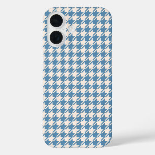 Houndstooth Blue+Cream RPT Pattern iPhone 16 Hoesje