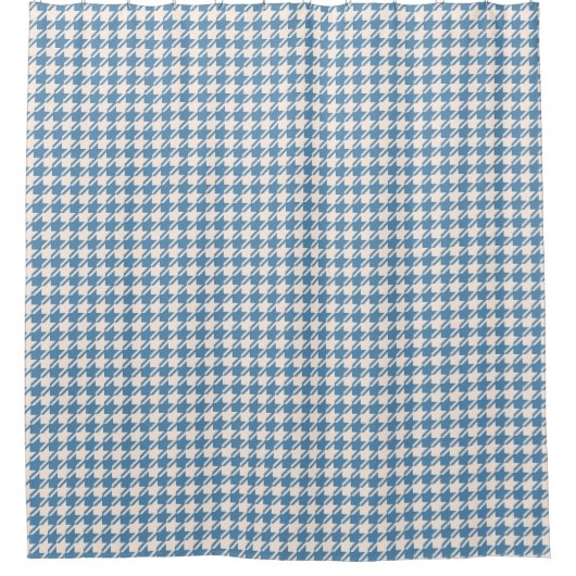 Houndstooth Blue+Cream RPT Pattern Douchegordijn (Voorkant)