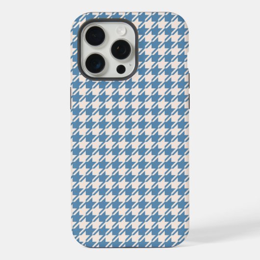 Houndstooth Blue+Cream RPT Pattern iPhone Hoesje (Achterkant)