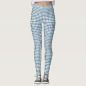 Houndstooth Blue+Cream SML Patroon Leggings (Voorkant)