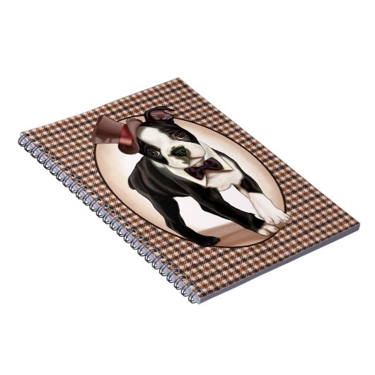 Houndstooth Boston Terrier Notitieboek (Rechterzijde)
