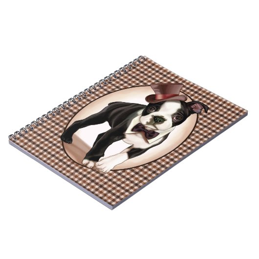 Houndstooth Boston Terrier Notitieboek (Linkerzijde)