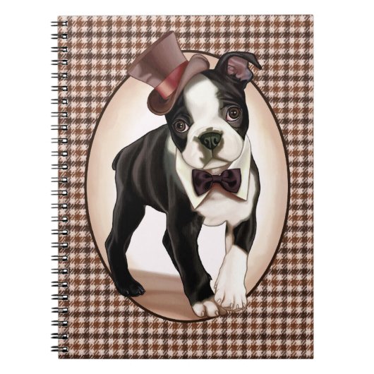 Houndstooth Boston Terrier Notitieboek (Voorkant)