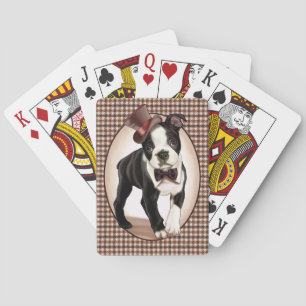 Houndstooth Boston Terrier Pokerkaarten