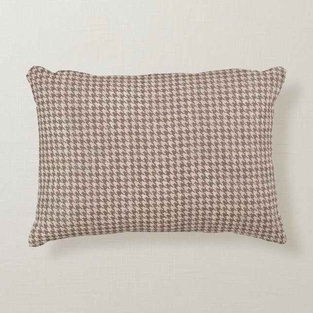 Houndstooth Brown Pattern Accent Kussen (Voorkant)