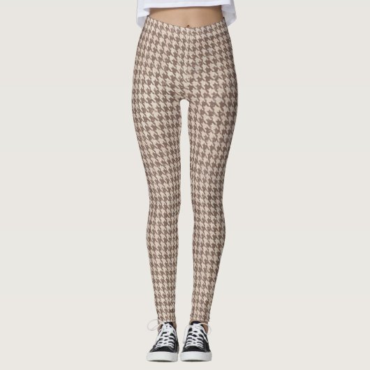 Houndstooth brown Pattern Leggings (Voorkant)