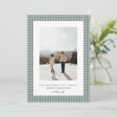 Houndstooth Brunswick Green fotolijst  Feestdagenkaart (Staand voorkant)