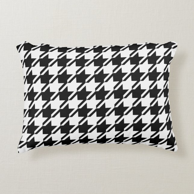 Houndstooth BW Big Pattern Accent Kussen (Voorkant)