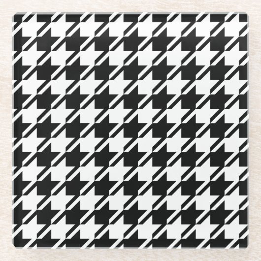 Houndstooth BW Pattern Glazen Onderzetter (Voorkant)