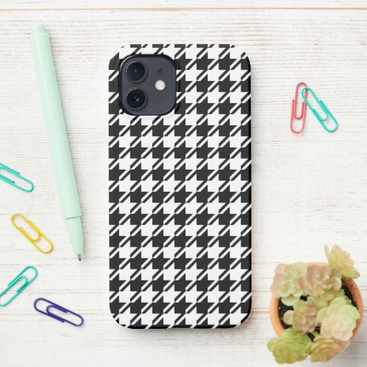 Houndstooth BW RPT-patroon iPhone Hoesje (Op bureau)