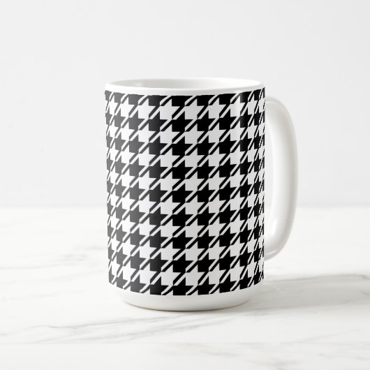 Houndstooth BW RPT-patroon Koffiemok (Voorkant rechts)