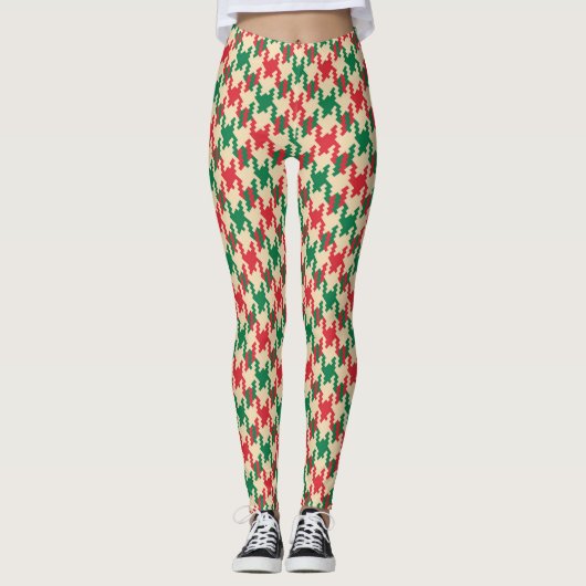 Houndstooth check patroon, hond tand ontwerp. leggings (Voorkant)