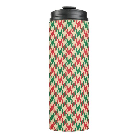 Houndstooth check patroon, hond tand ontwerp. thermosbeker (Voorkant)