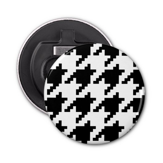 Houndstooth Check Patroon met 8 bits Pixel Button Flesopener (Voorkant)