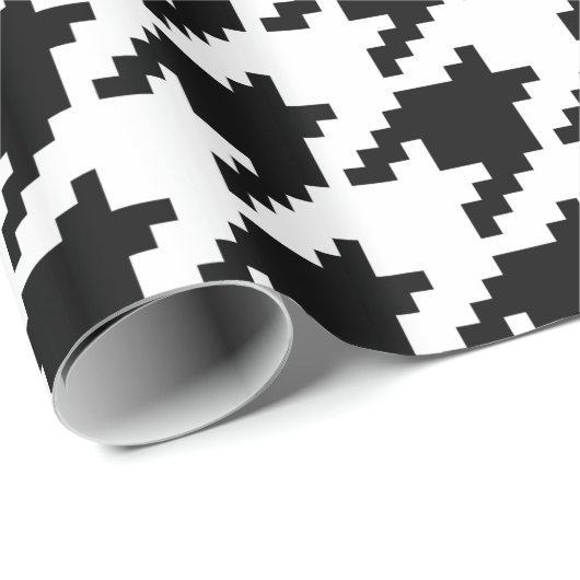 Houndstooth Check Patroon met 8 bits Pixel Cadeaupapier (Rol Hoek)
