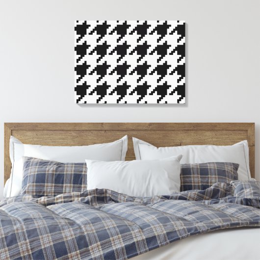 Houndstooth Check Patroon met 8 bits Pixel Canvas Afdruk (Insitu (Slaapkamer))