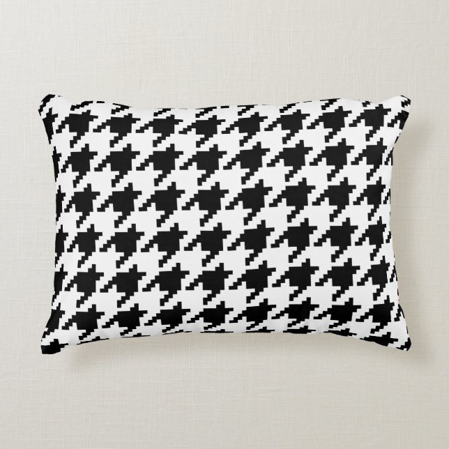 Houndstooth Check Patroon met 8 bits Pixel Decoratief Kussen (Voorkant)