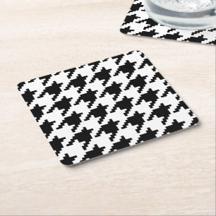 Houndstooth Check Patroon met 8 bits Pixel Kartonnen Onderzetters