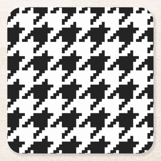Houndstooth Check Patroon met 8 bits Pixel Kartonnen Onderzetters (Voorkant)