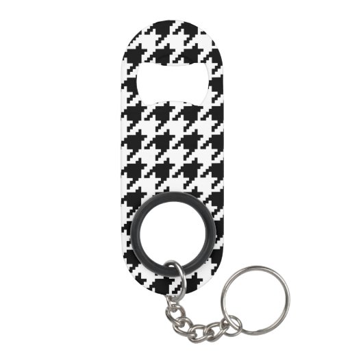 Houndstooth Check Patroon met 8 bits Pixel Mini Flessenopener (Achterkant)