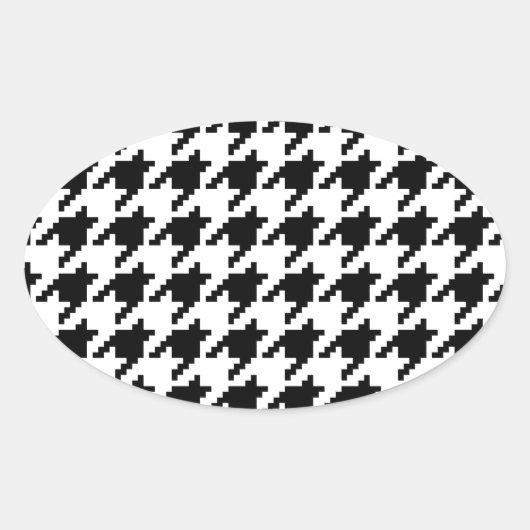 Houndstooth Check Patroon met 8 bits Pixel Ovale Sticker (Voorkant)